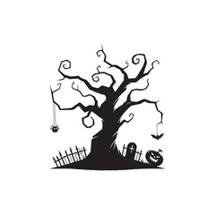 Dead Tree with Bare Branches - Minimalist Silhouette Vector.