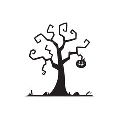 Silhouette of Bare Trees and Branches - Vector Illustration.