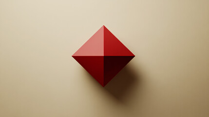 red geometric shape on beige background - minimalist abstract design