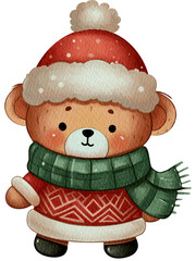 Christmas bear in winter