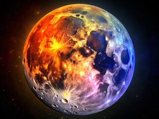 Captivating 3D visualization of the Moon, featuring meticulously detailed craters and realistic textures, all set