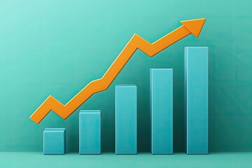 Obraz premium A vibrant illustration of a rising graph, showcasing growth and success in a modern business environment.