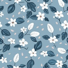 The image represents a seamless floral pattern featuring flowers, leaves, butterflies, and intricate vintage ornamentation, capturing the essence of nature and spring with a delicate design suitable f