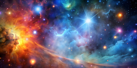 Obraz premium Colorful abstract space background with stars, nebulae, and cosmic elements, abstract, space, background, stars, nebulae
