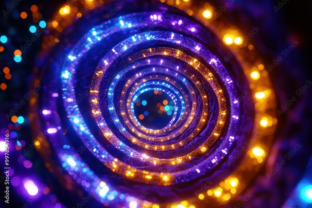 Aufkleber colorful christmas lights twist in mesmerizing spirals, creating a vibrant and dynamic atmosphere fo