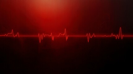 Red heartbeat line pulsing against dark background with glowing effect