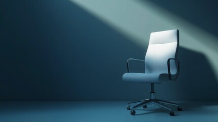 Single office chair illuminated by soft light in a minimalist setting