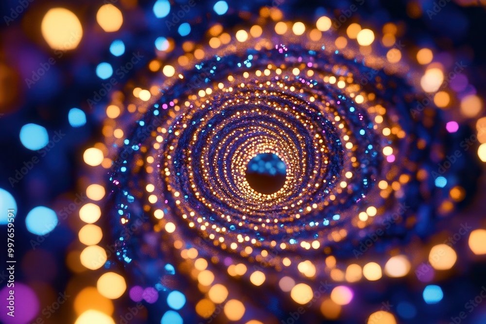 Aufkleber a dynamic arrangement of bright christmas lights forms a captivating spiral pattern, creating a fest