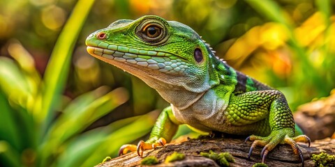 Fototapeta premium Florida's invasive lizards negatively affect ecosystems, endangering native species and altering biodiversity, which