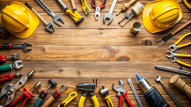 Celebrating Labour Day with a beautiful design featuring tools and working hands, labour day, workers, hands