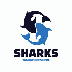 Fototapeta premium Vector Logo Illustration Sharks Simple Mascot Style