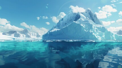 Iceberg In The Ocean With Visible Underwater