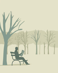 Calm Newspaper Reading on Bench