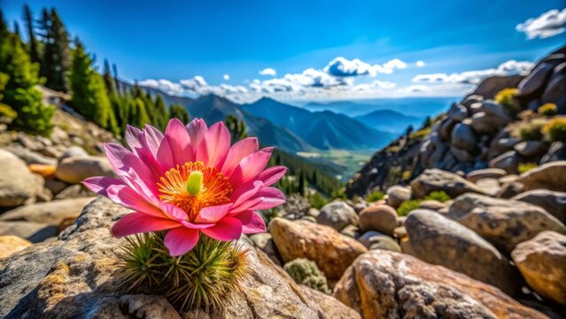 In springtime's embrace, delicate Bitterroot flowers emerge, painting the Rocky Mountain landscape with soft hues,
