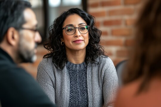 A mediation session led by a trained facilitator, helping team members discuss their differences and reach a mutual agre, Generative AI 