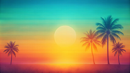 Obraz premium Grainy gradient background with a vintage summery vibe , teal, orange, red, blue, retro, noise texture, colorful, vibrant
