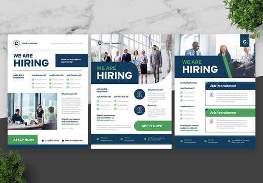 Navy Blue and Hiring Green Flyer