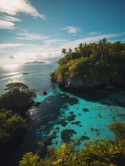 Capture the essence of a summer paradise with this stunning view of a tropical island—ideal for travel brochures and vacation promotions.

