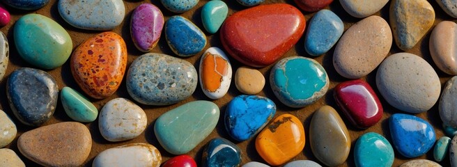 Vibrant stones create a unique and colorful backdrop, suitable for various applications in marketing, branding, and digital content creation.