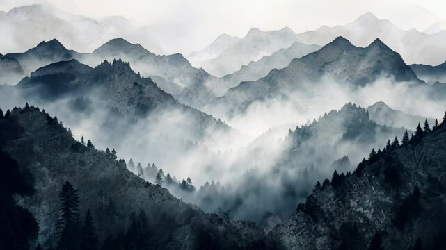 Ink landscape artistic conception background animation