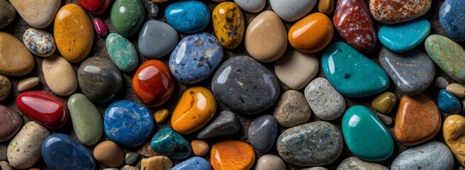Brightly colored stones arranged harmoniously form a stunning background. A versatile choice for creative projects, from presentations to product packaging.