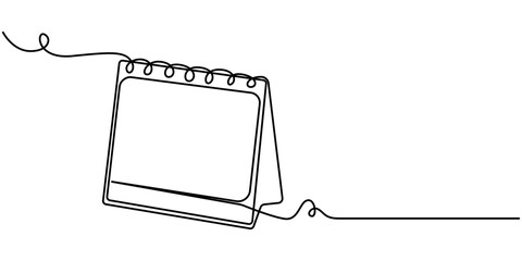 Loose-leaf calendar in one continuous line drawing. Symbol of memorable date and event day in simple linear style. Time planer concept in Editable stroke. Loose-leaf calendar in one continuous line