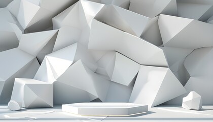 Modern 3D Abstract White Polygon Texture Showcasing Geometric Shapes for Graphic Design and Digital Art Backgrounds