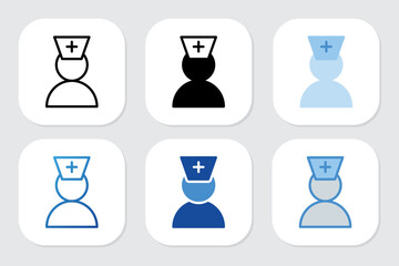 nurse icons with various design styles