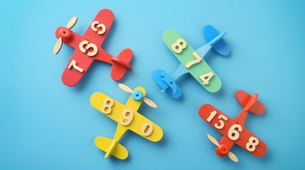 Obraz premium wooden airplane toy background, for children's early education.