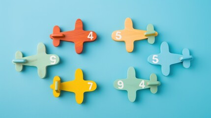 Obraz premium wooden airplane toy background, for children's early education.