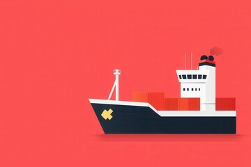 Obraz premium Importexport restrictions, factories facing trade walls, flat design illustration