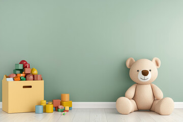 A vibrant children's room filled with toys scattered across the floor, showcasing the playful chaos of childhood and the joy of imaginative play.