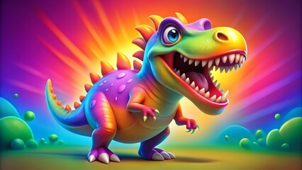 Obraz premium Vibrant dinosaur emoji illustration set against a cheerful backdrop, perfect for lively and imaginative digital