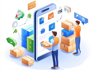 Online Shopping And Delivery Concept.