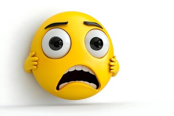Fototapeta premium 3D Yellow Emoji with Wide Eyes and Open Mouth