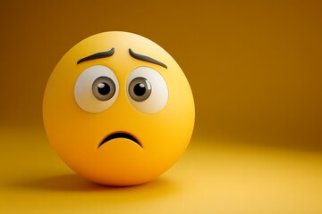 Worried Emoji on Yellow Background