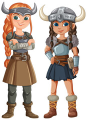 Viking Warrior Girls Illustration