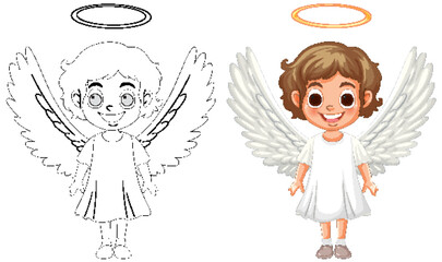 Cute Angel Kids Illustration