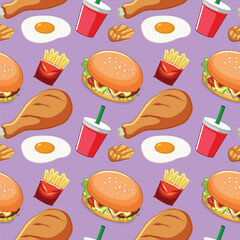 Seamless Fast Food Pattern Illustration