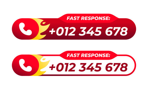 Fast response call button with fire flame icon vector design. for customer service or call center icon
