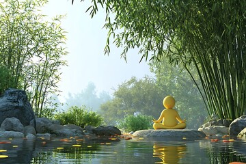 Meditation in a Tranquil Bamboo Forest