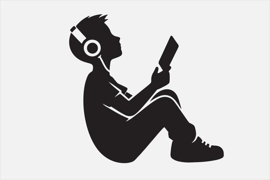recommend clip art: A playful avatar listening to music.