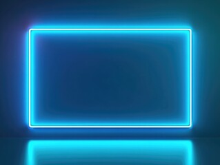 Fototapeta premium Blue Neon Frame in Dark Room