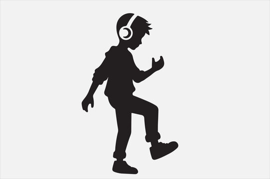 recommend clip art: A playful avatar listening to music.