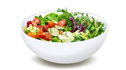 A healthy salad bowl with a variety of fresh, colorful ingredients, photorealistic