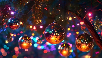 fun outdoor New Year&rsquo;s disco-themed celebration with mirror balls hanging from trees, colorful spotlights, and light-up dance floors. Add retro decorations, neon signs