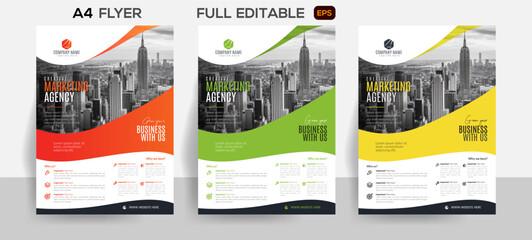 business flyer template bundle design (full editable) leaflet bundle, new stylish flyer design, leaflet design, corporate flyer © SAROUR