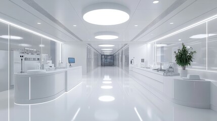 A clean and sophisticated flyer layout with a blue health science laboratory background, showcasing digital illustrations of health metrics, medical symbols, and molecular diagrams