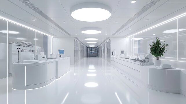 A clean and sophisticated flyer layout with a blue health science laboratory background, showcasing digital illustrations of health metrics, medical symbols, and molecular diagrams