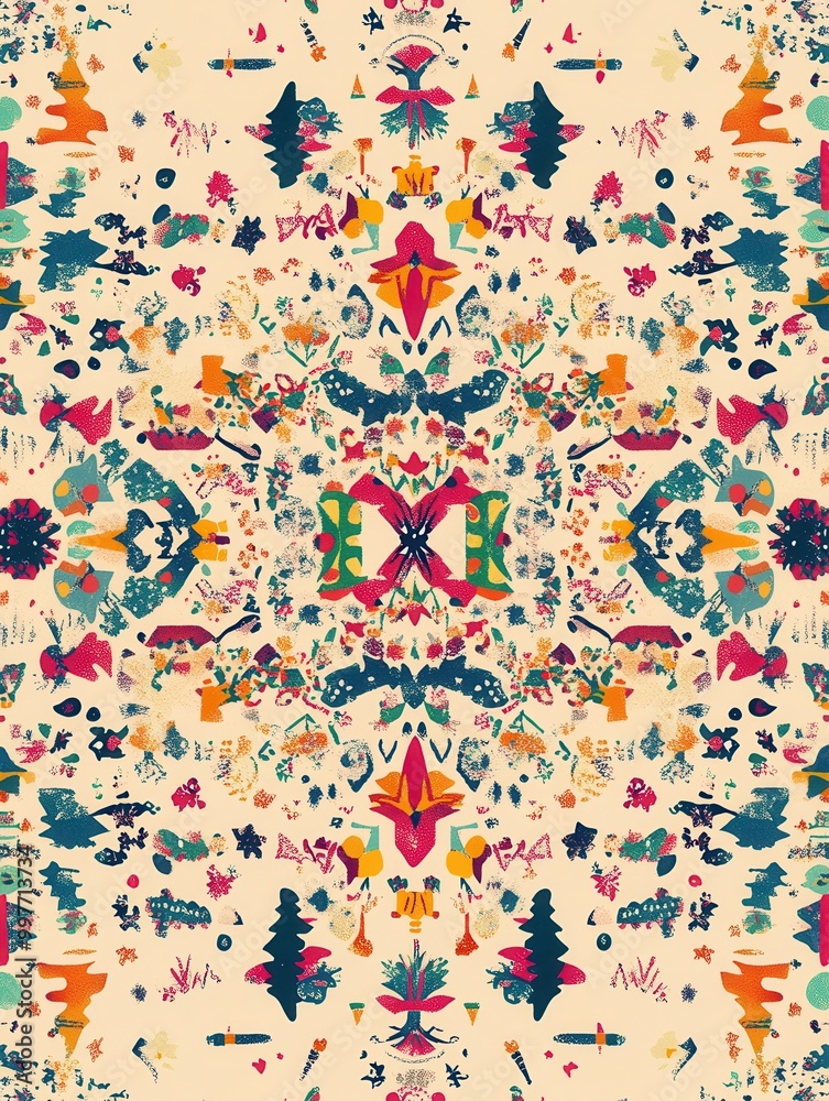 Aufkleber a captivating abstract design features an array of christmas symbols, including trees, stars, and gi